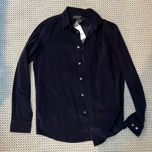 Mens navy blue button down new Bloomingdales brushed 100% cotton / soft feel